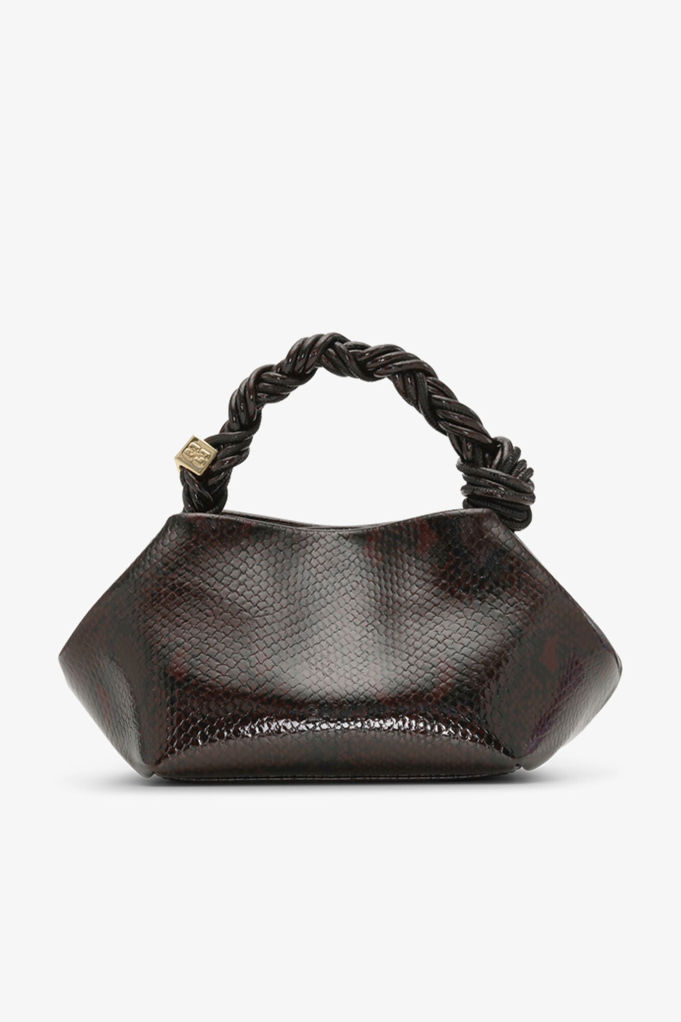 Ganni Bou Bag Small Snake, dark burgundy