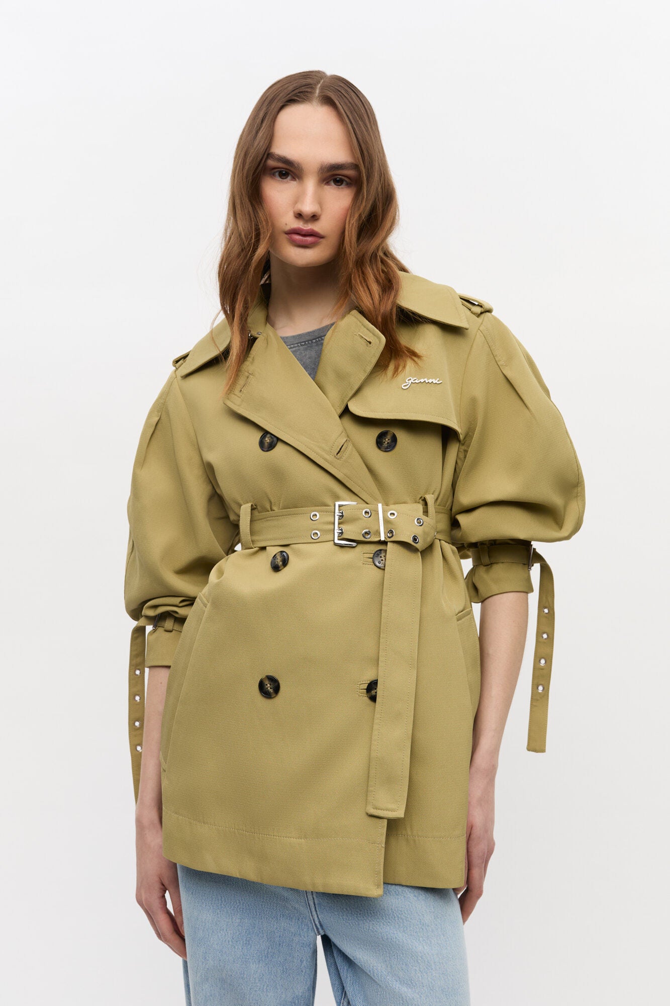 Heavy Twill Midi Trench Coat, beige