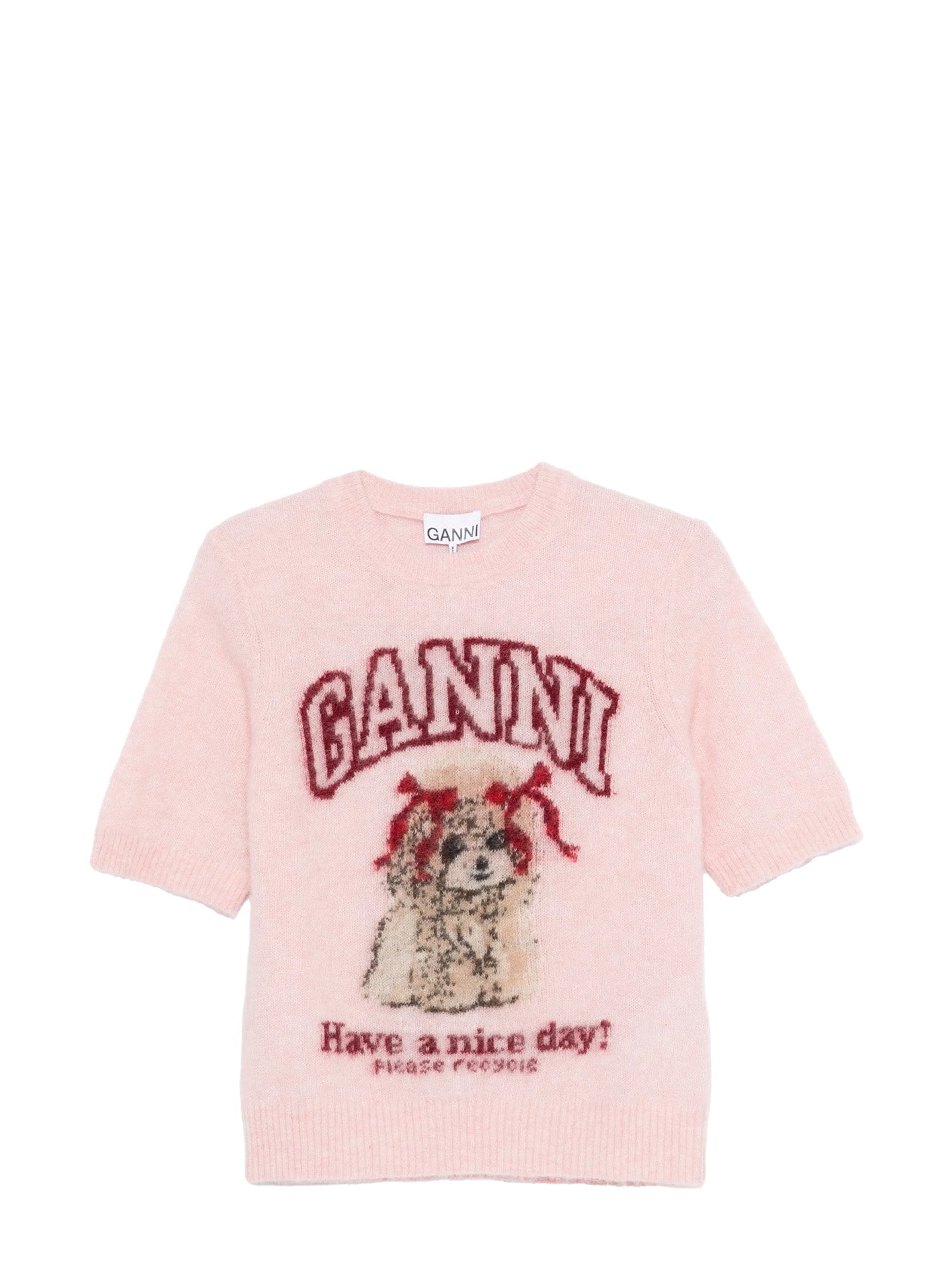 Brushed alpaca graphic t-shirt, pink
