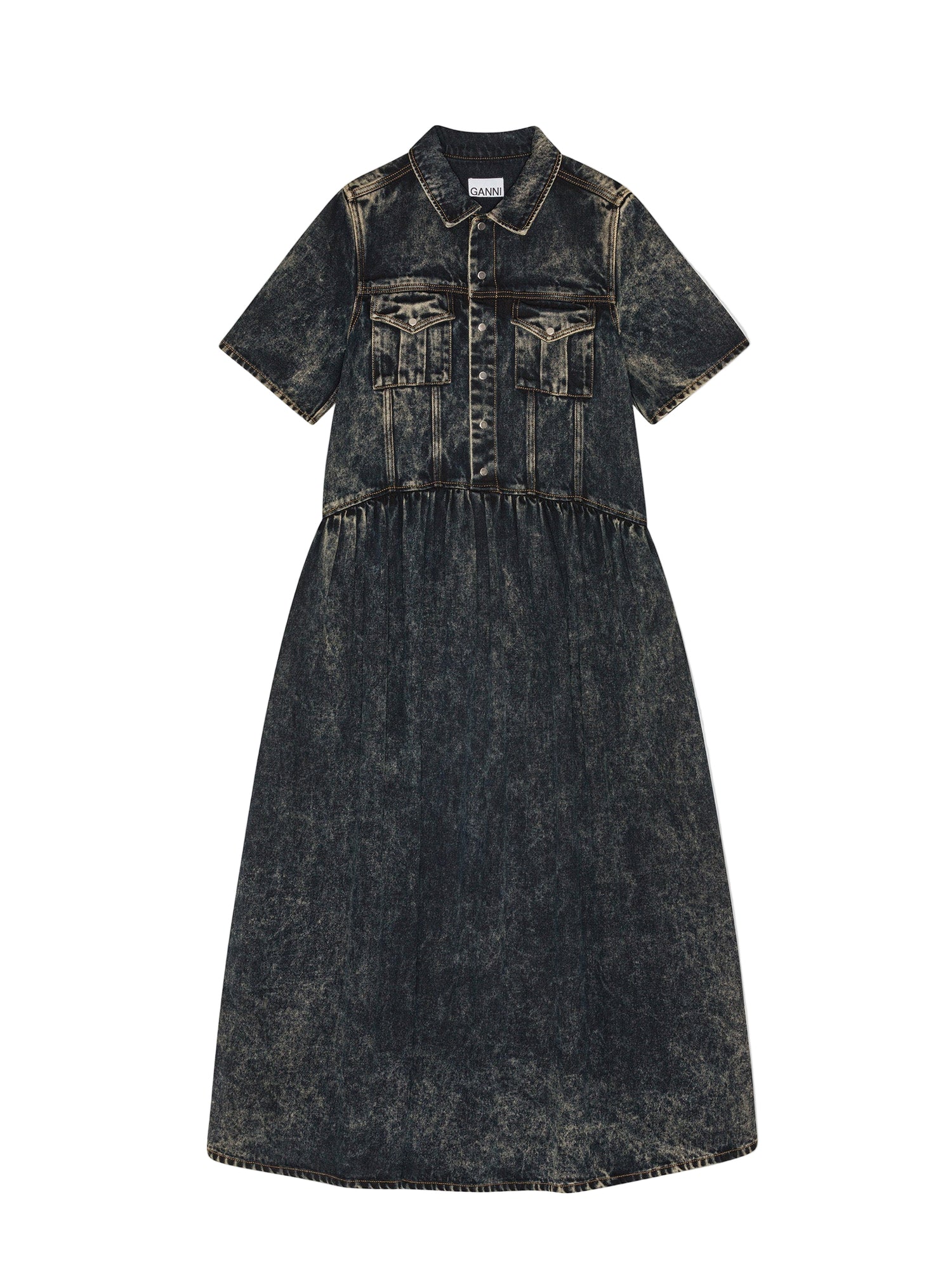 Light Denim Long Dress, washed black