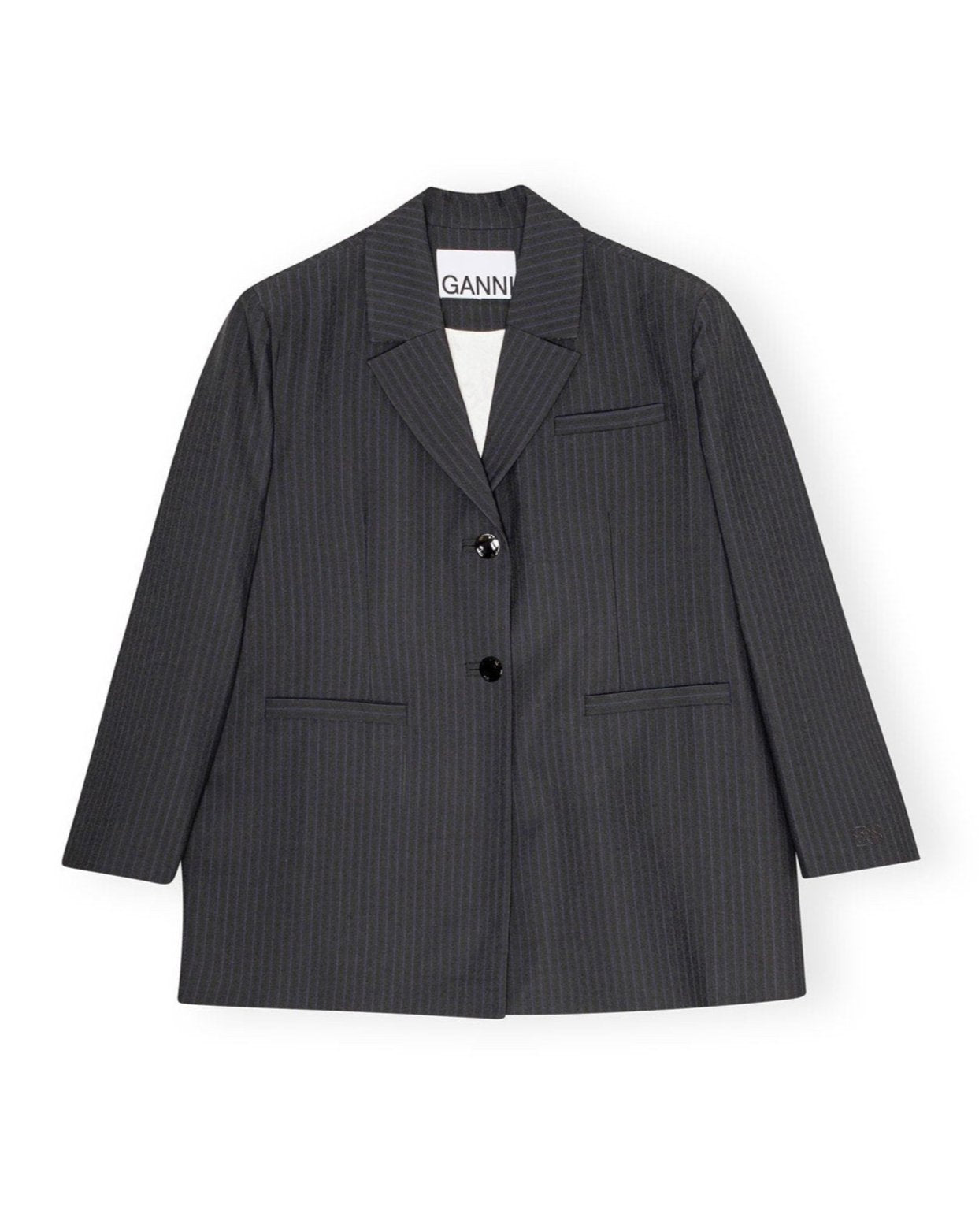 Melange Stripe Suiting Oversized Blazer, phantom