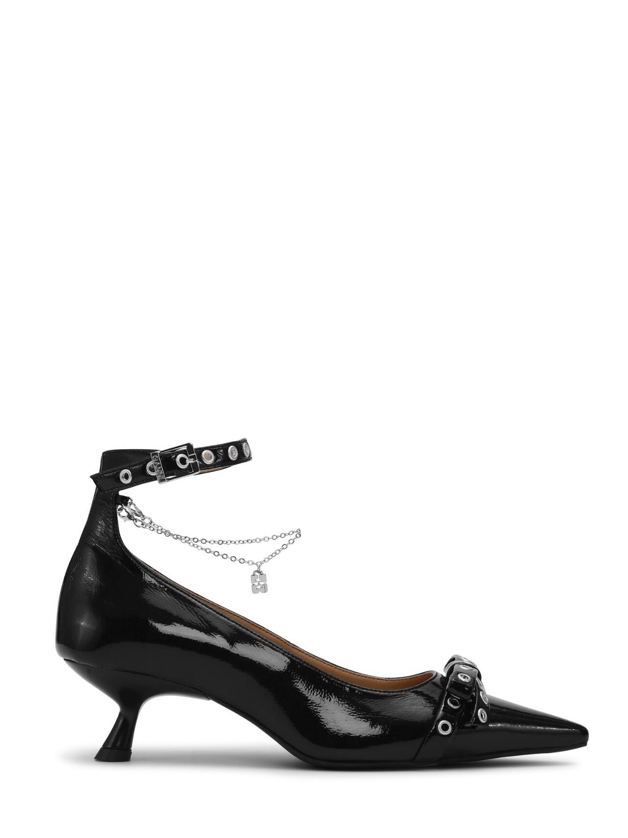 Eyelets Jewel Kitten Heel Pump Naplack, black