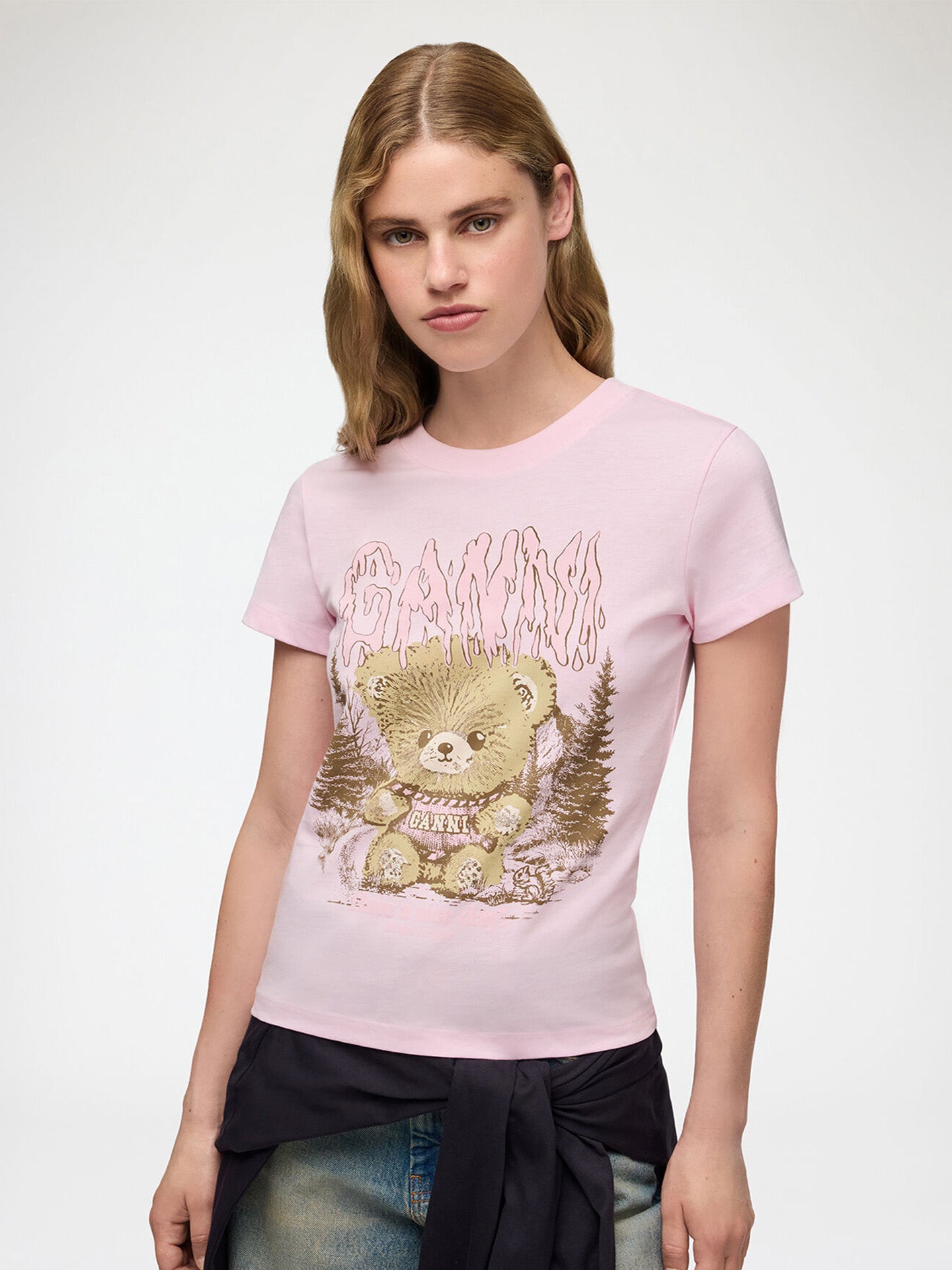 Baby fit teddy forest t-shirt, chalk pink
