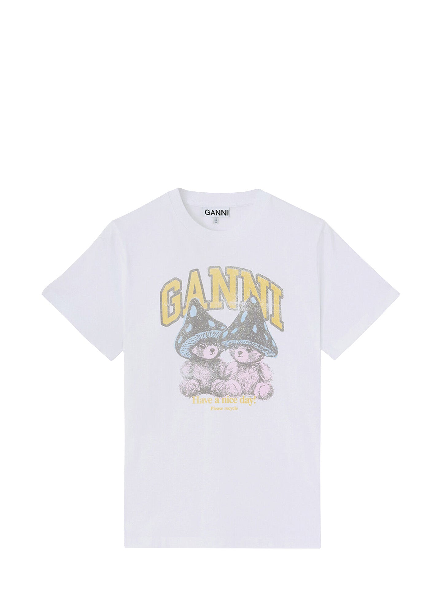 Teddy mushrooms relaxed basic cotton T-shirt, bright white