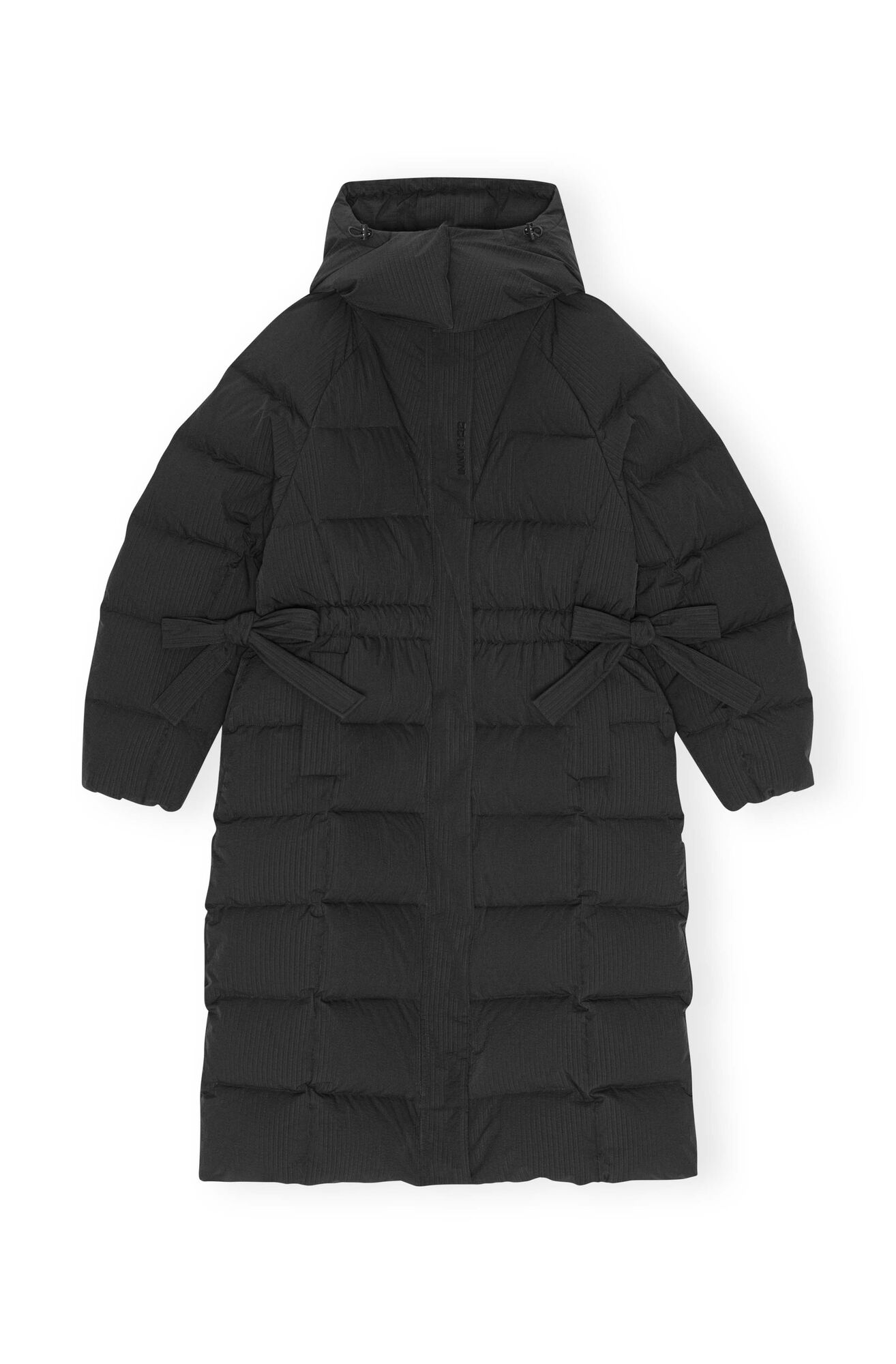 Tech Seersucker Puffer Coat, black