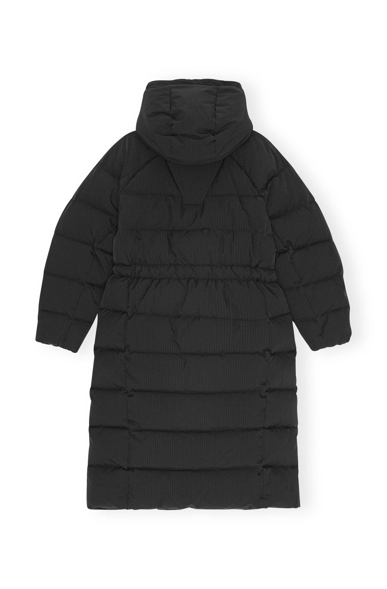 Tech Seersucker Puffer Coat, black