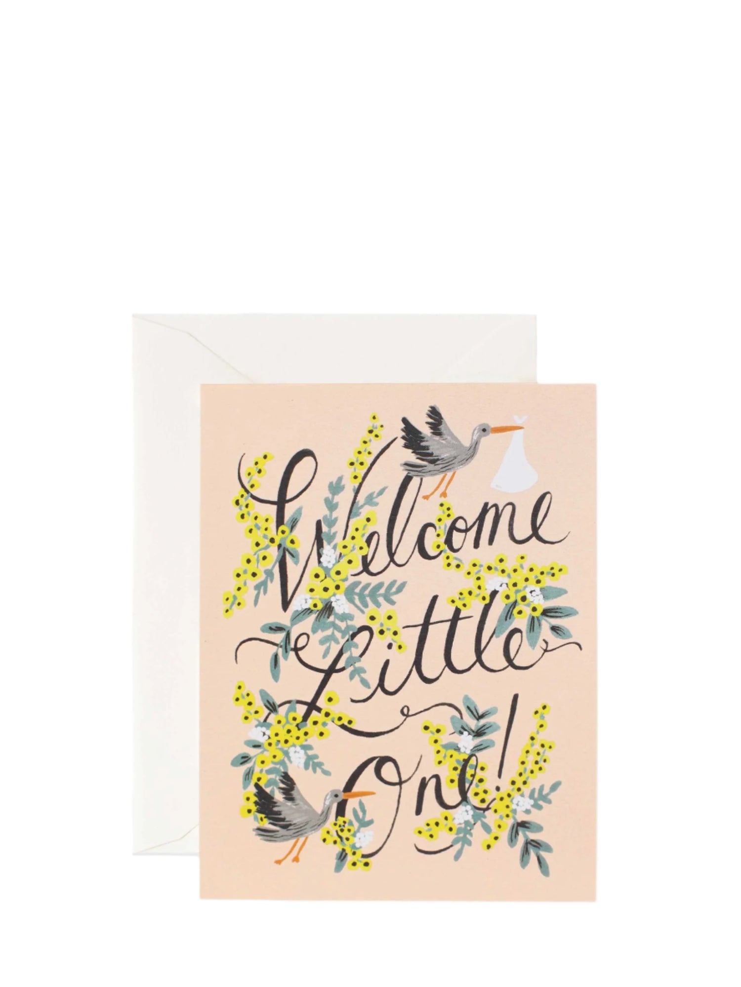 Welcome Little One, Pink and Yellow New Baby Card