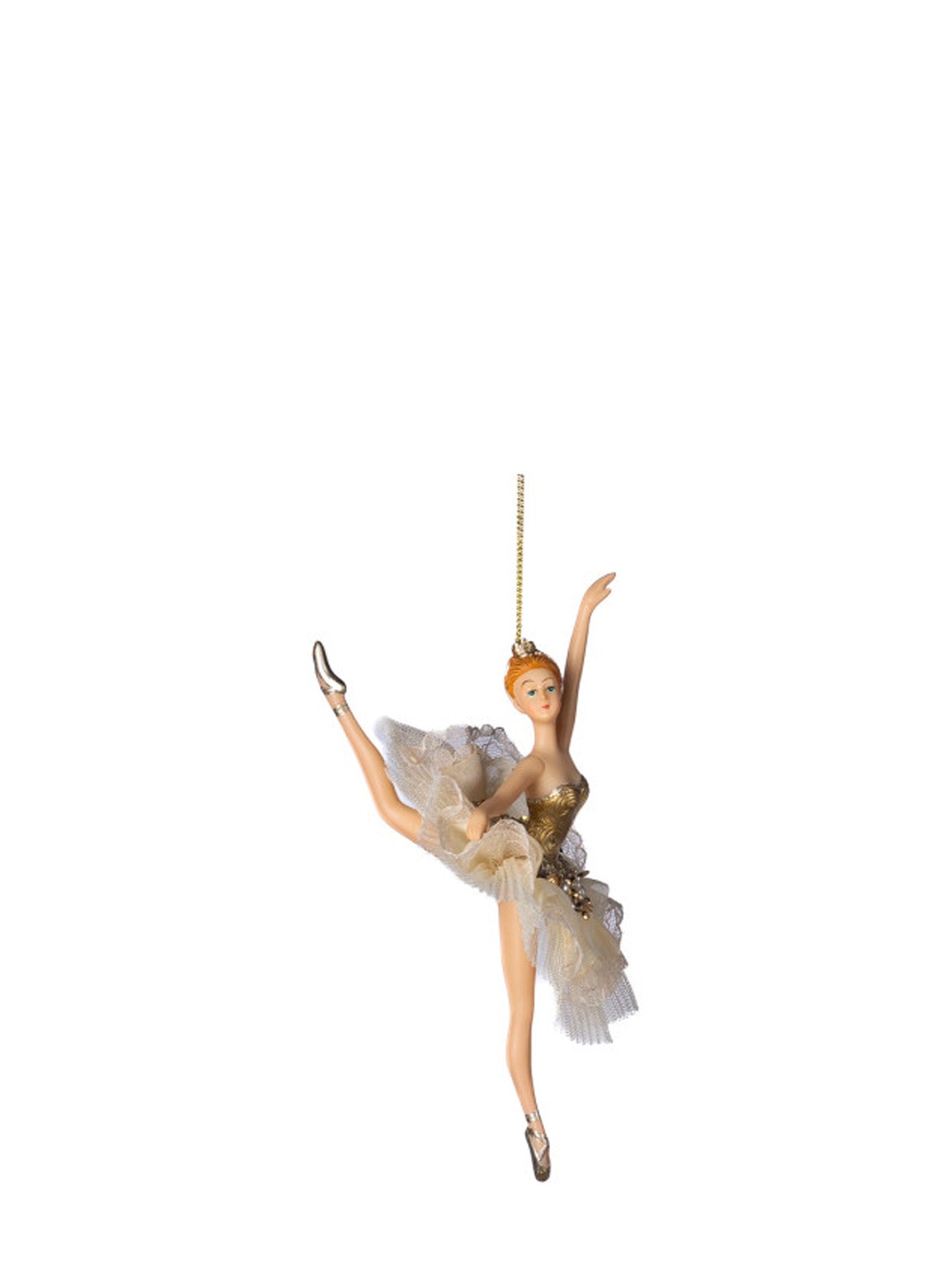 Gold pearl ballerina ornament, attitude