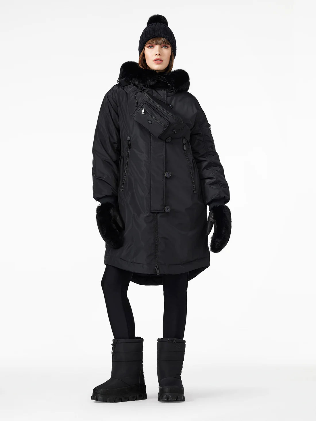 Julia down parka coat, black