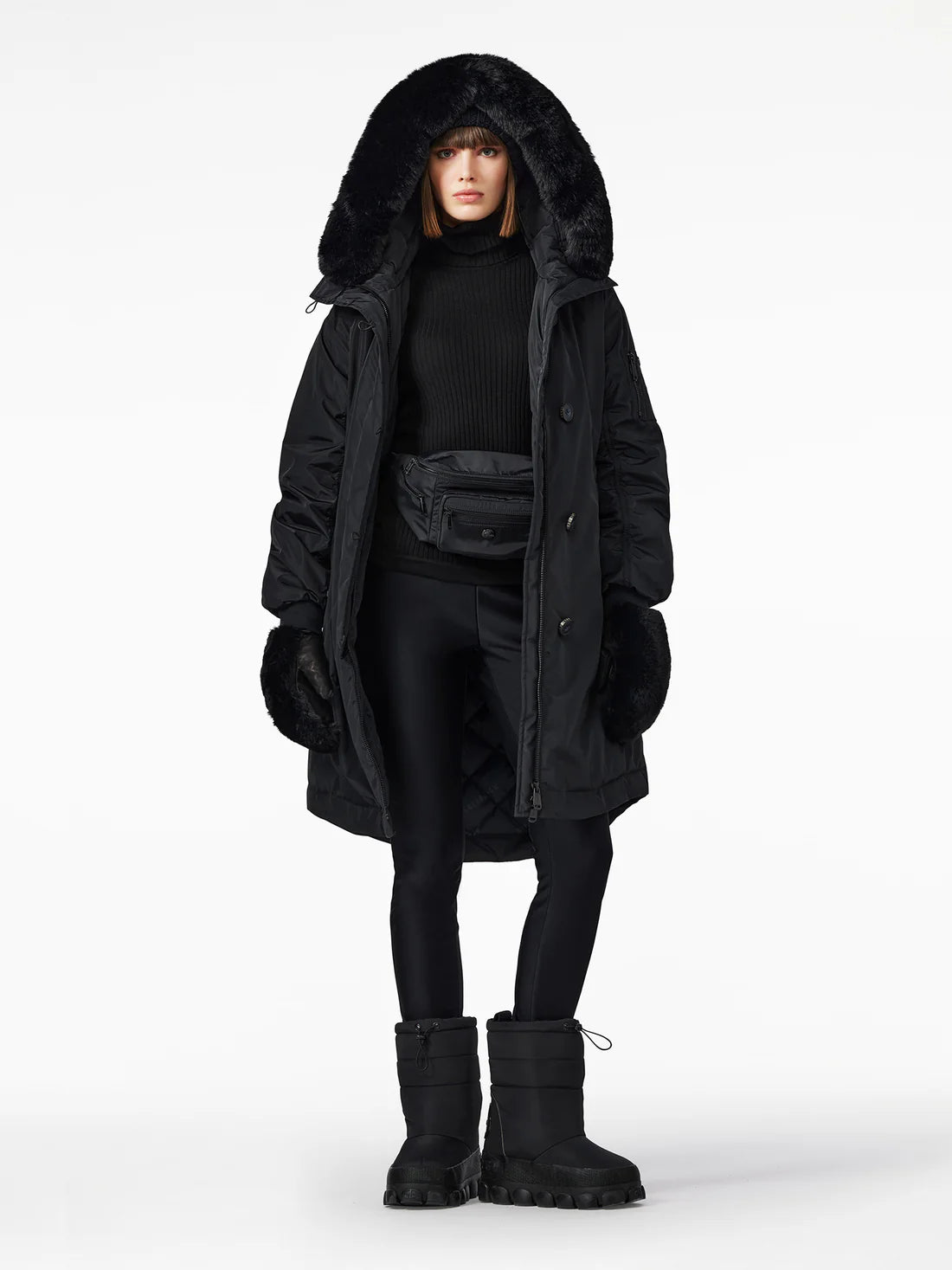 Julia down parka coat, black