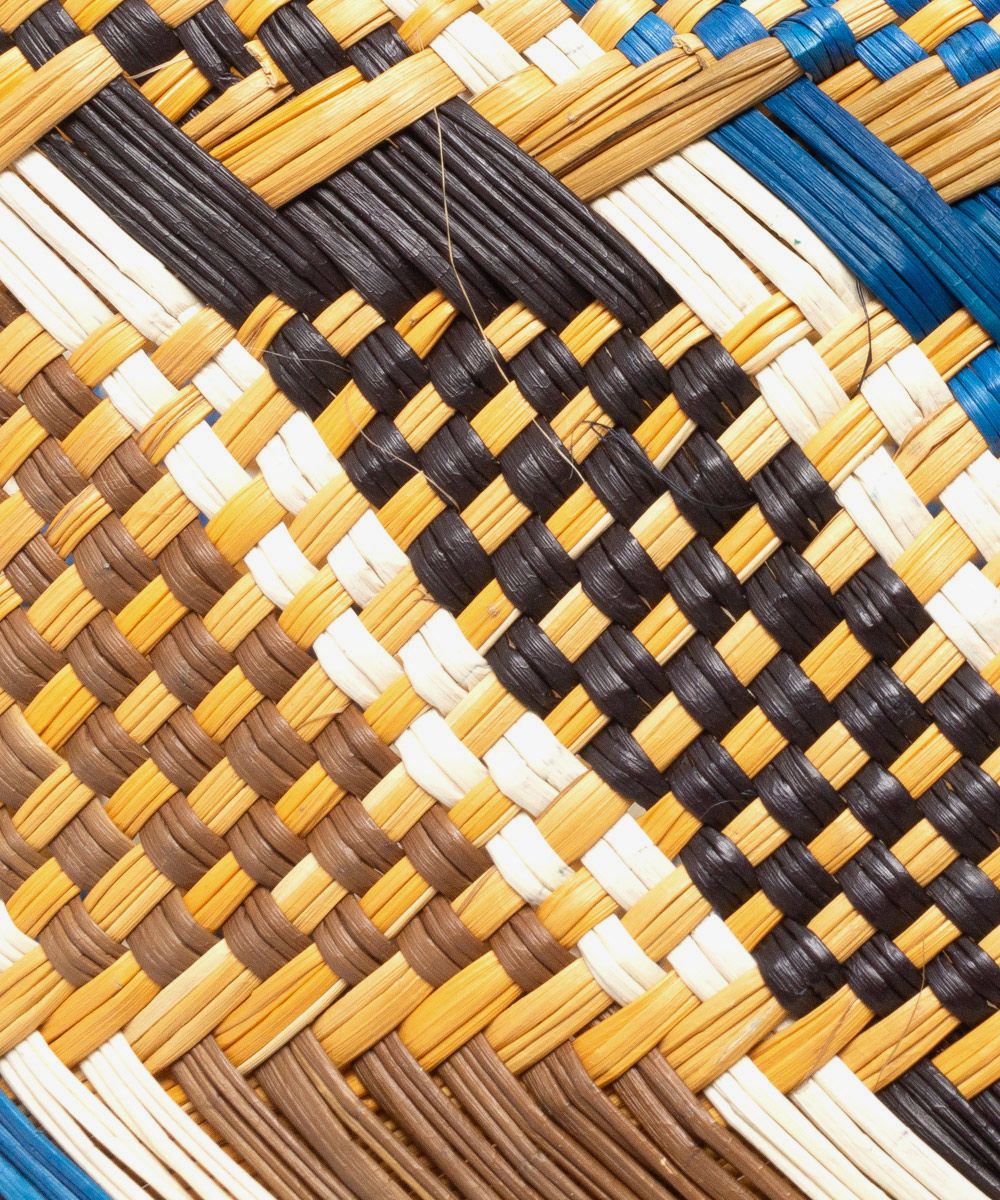 Canasto Bag medium, brown-black-blue stripes