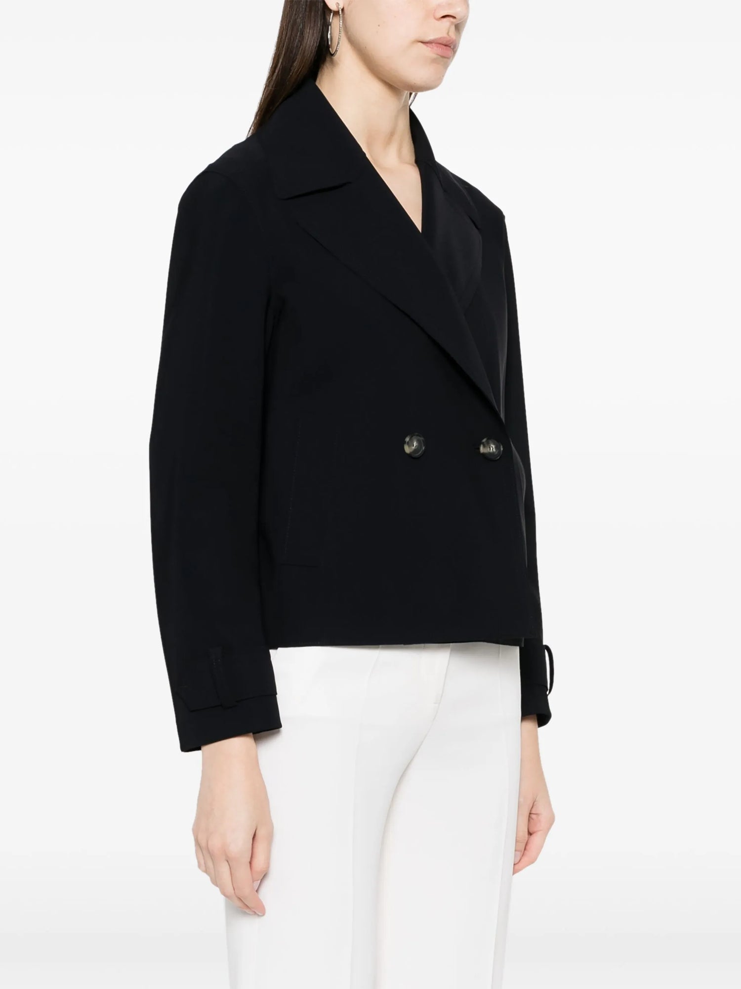 Cropped peacoat scuba, black