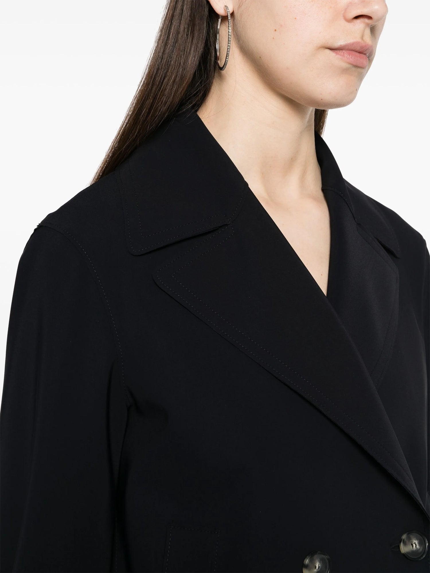 Cropped peacoat scuba, black