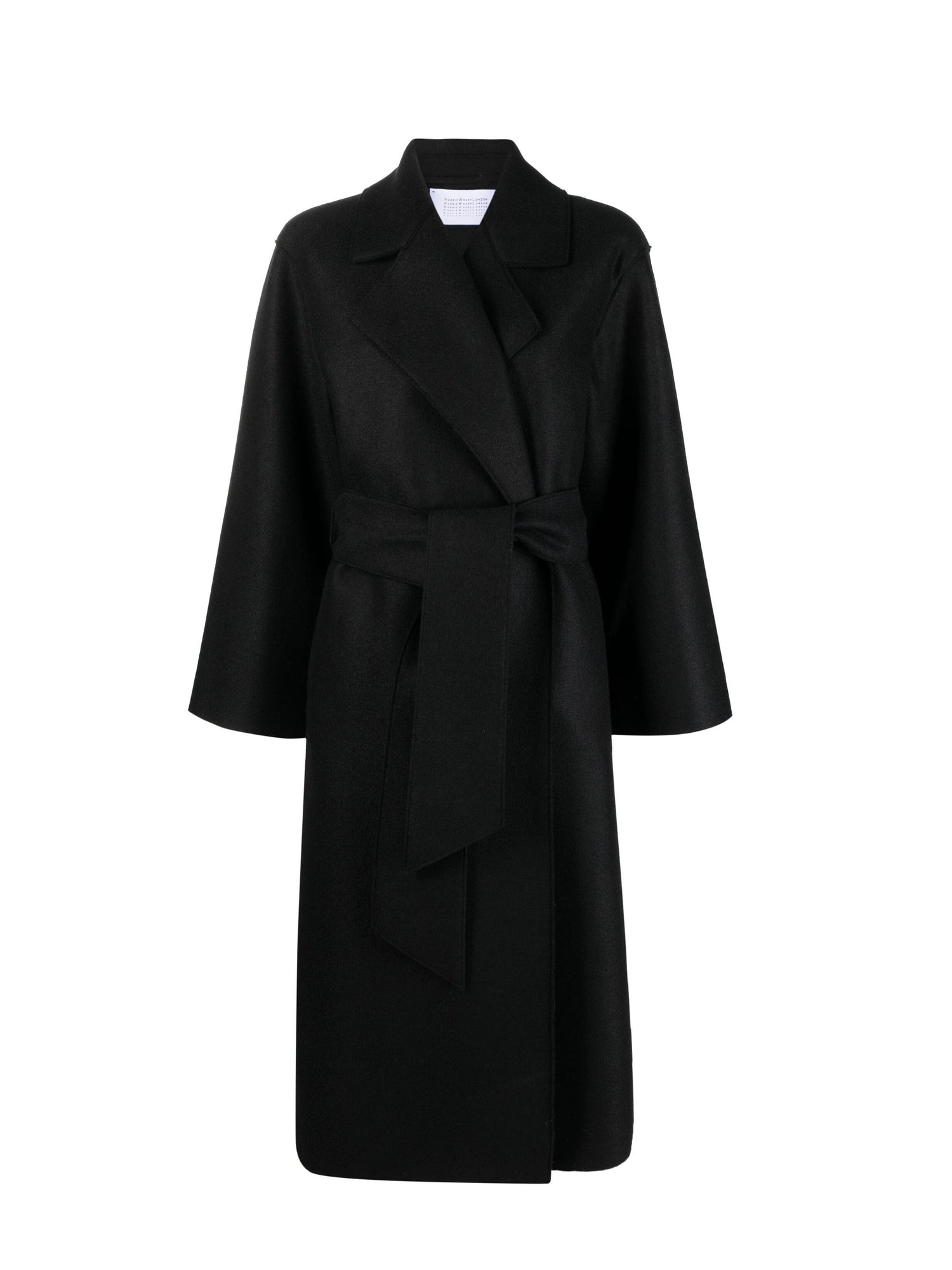 Belted clutch coat pressed wool, black