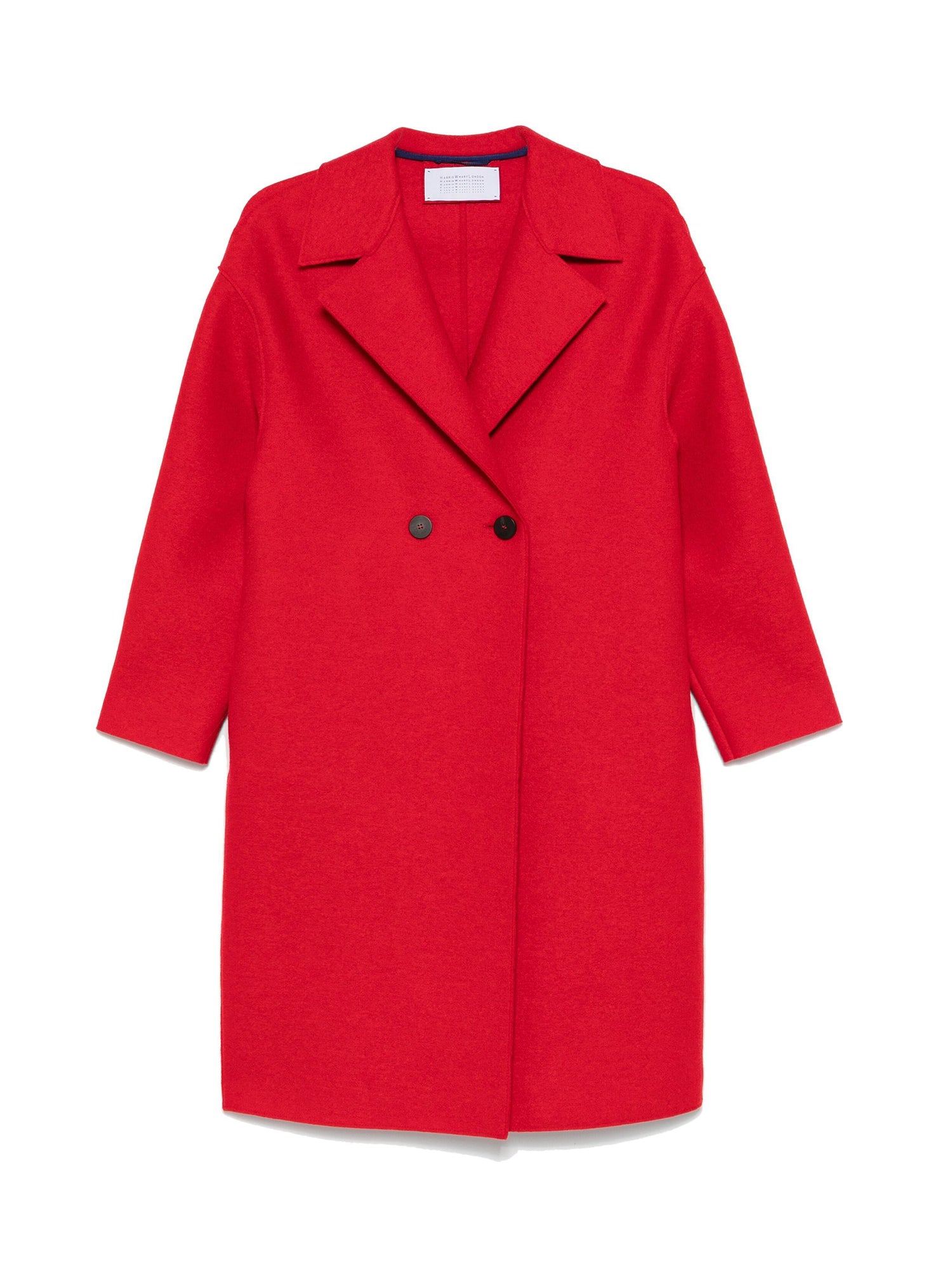 Dropped shoulder double breasted wool coat, lipstick