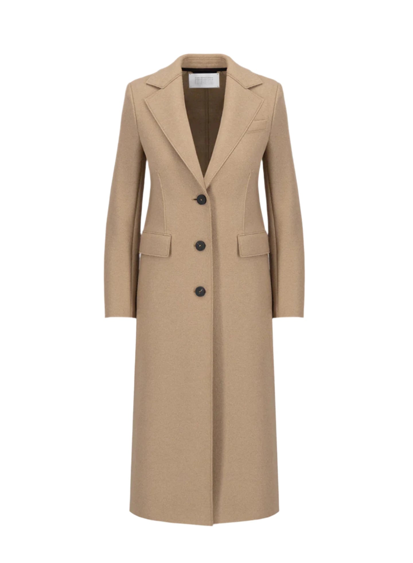 Single breasted coat with shoulder pads pressed wool, tan