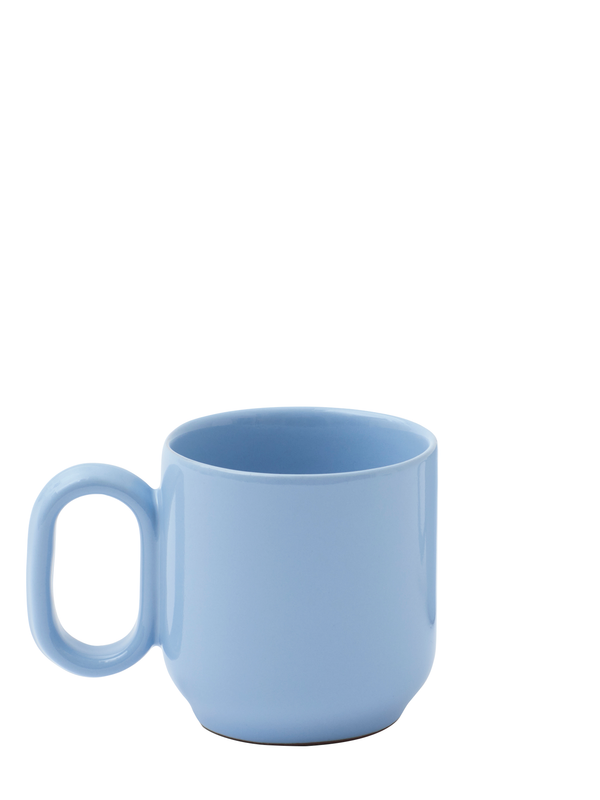 A light blue terracotta mug on a white background.