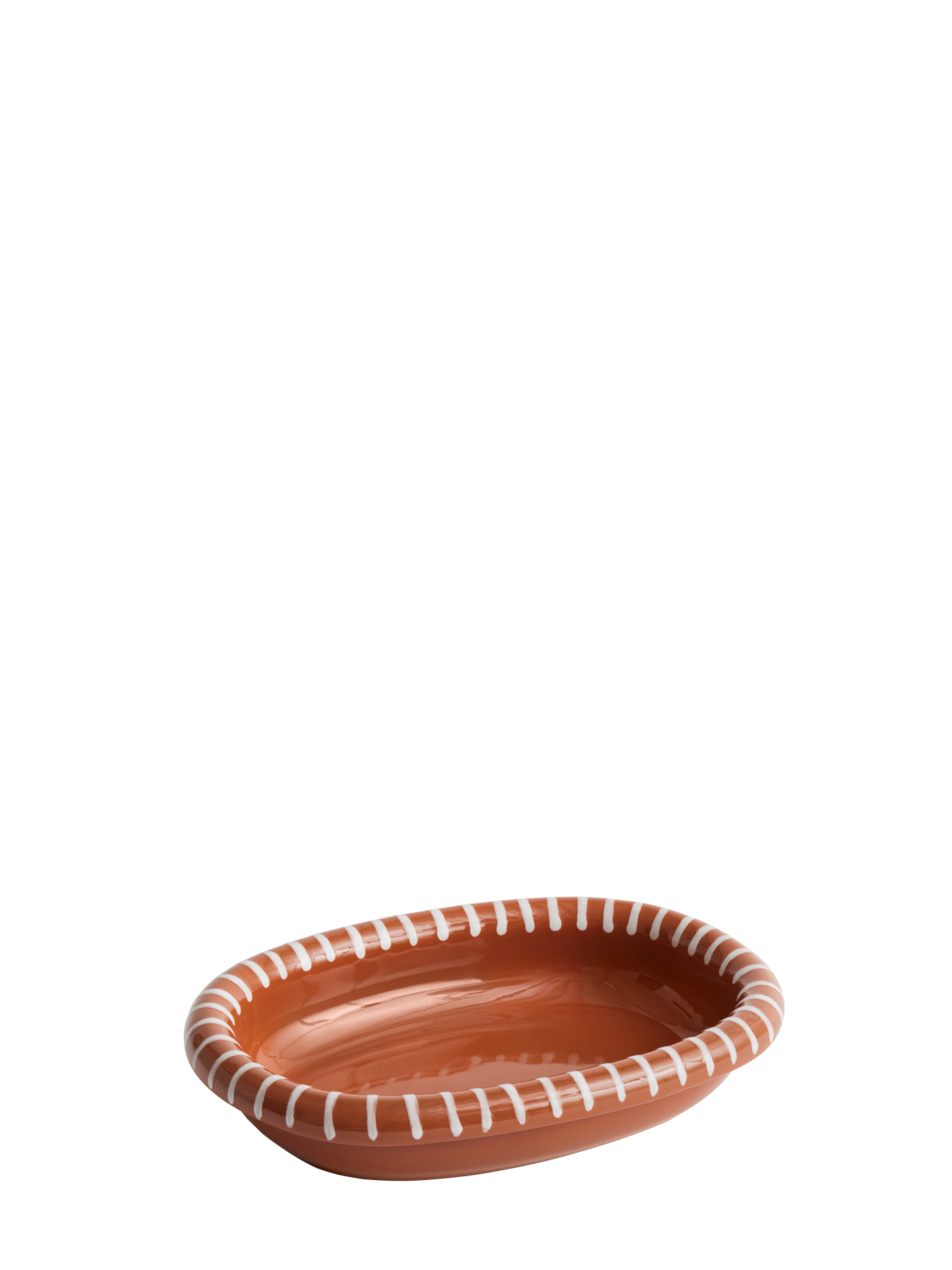 Barro small oval dish, Terracotta with stripes