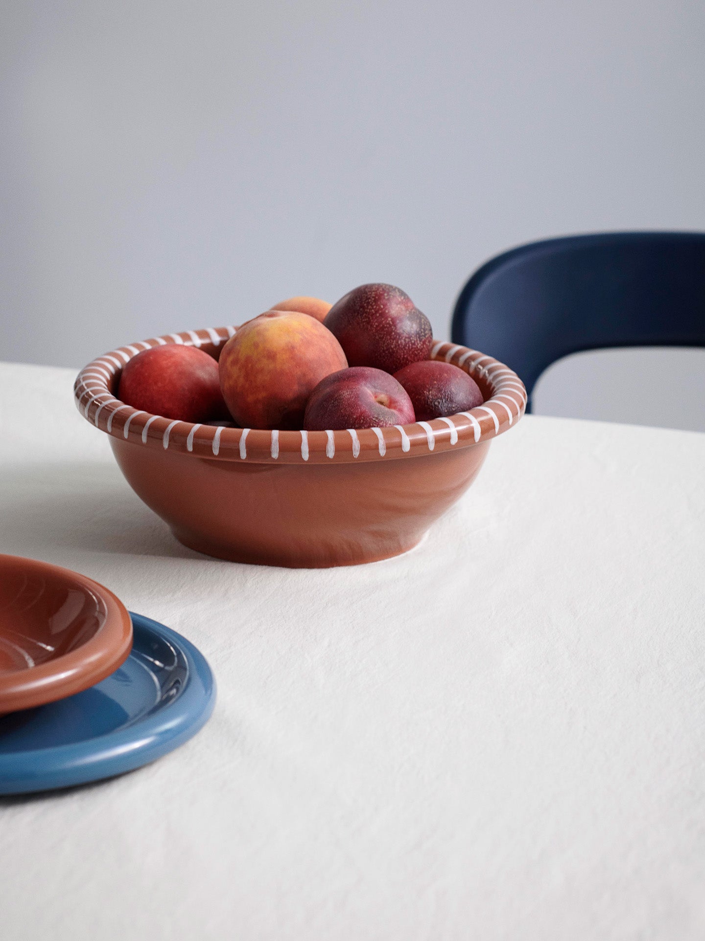 Barro Large Salad Bowl terracotta with stripes