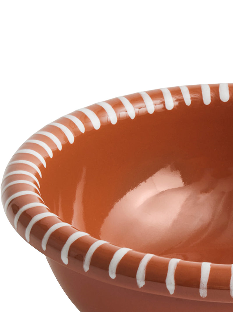 Barro Large Salad Bowl, terracotta with white stripes (26cm)