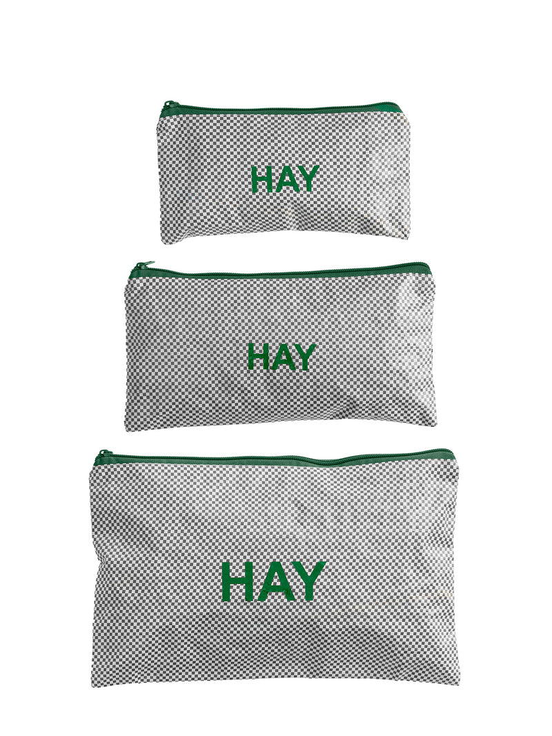 Candy Mono flat wash bag set of 3, grey