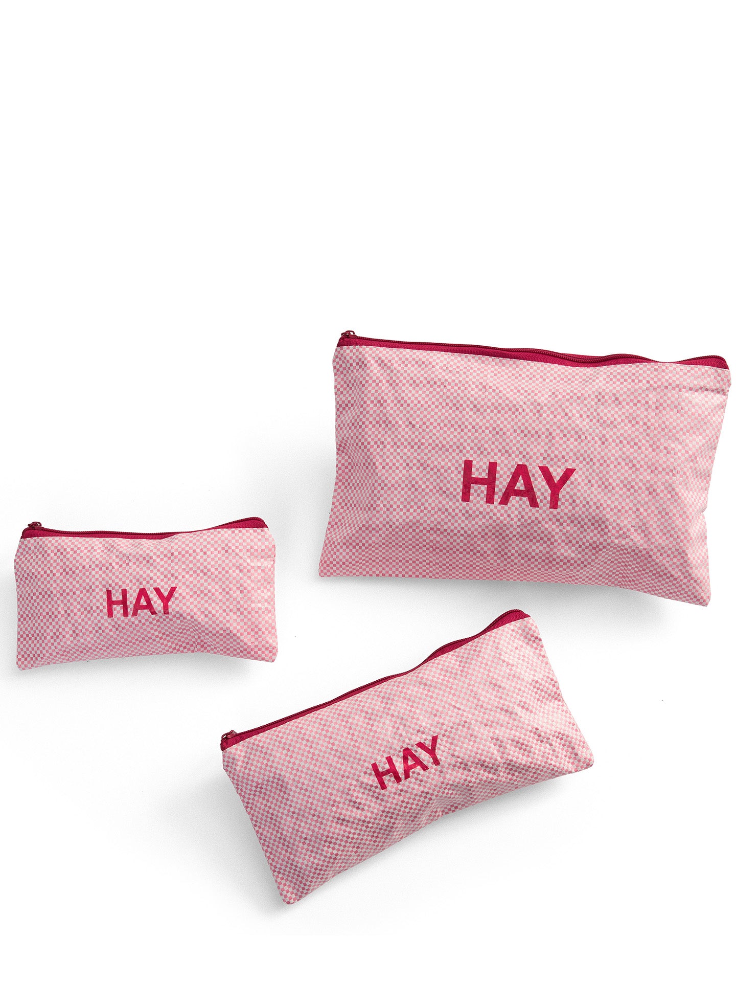 Candy Mono flat wash bag set of 3, light pink