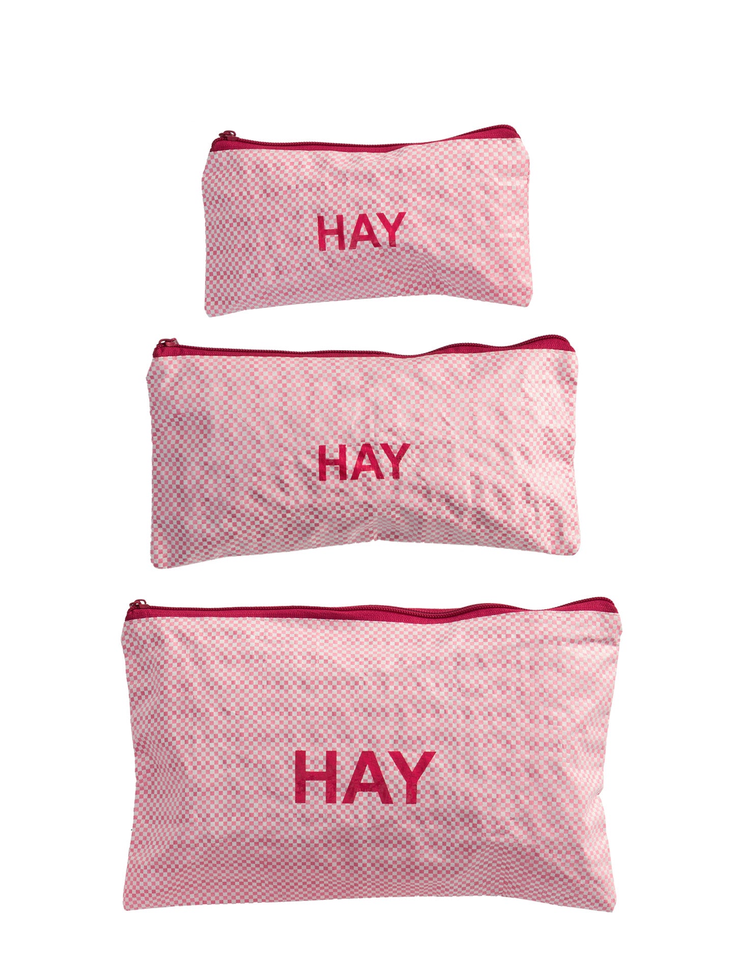 Candy Mono flat wash bag set of 3, light pink