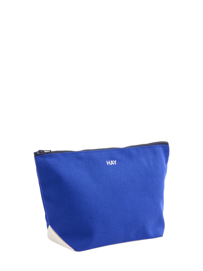 Multi M cotton canvas pouch, electric blue-multi