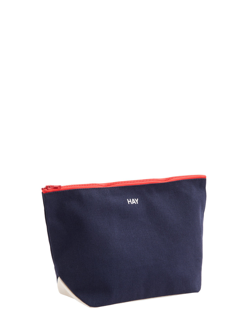 Multi M cotton canvas pouch, midnight blue-multi