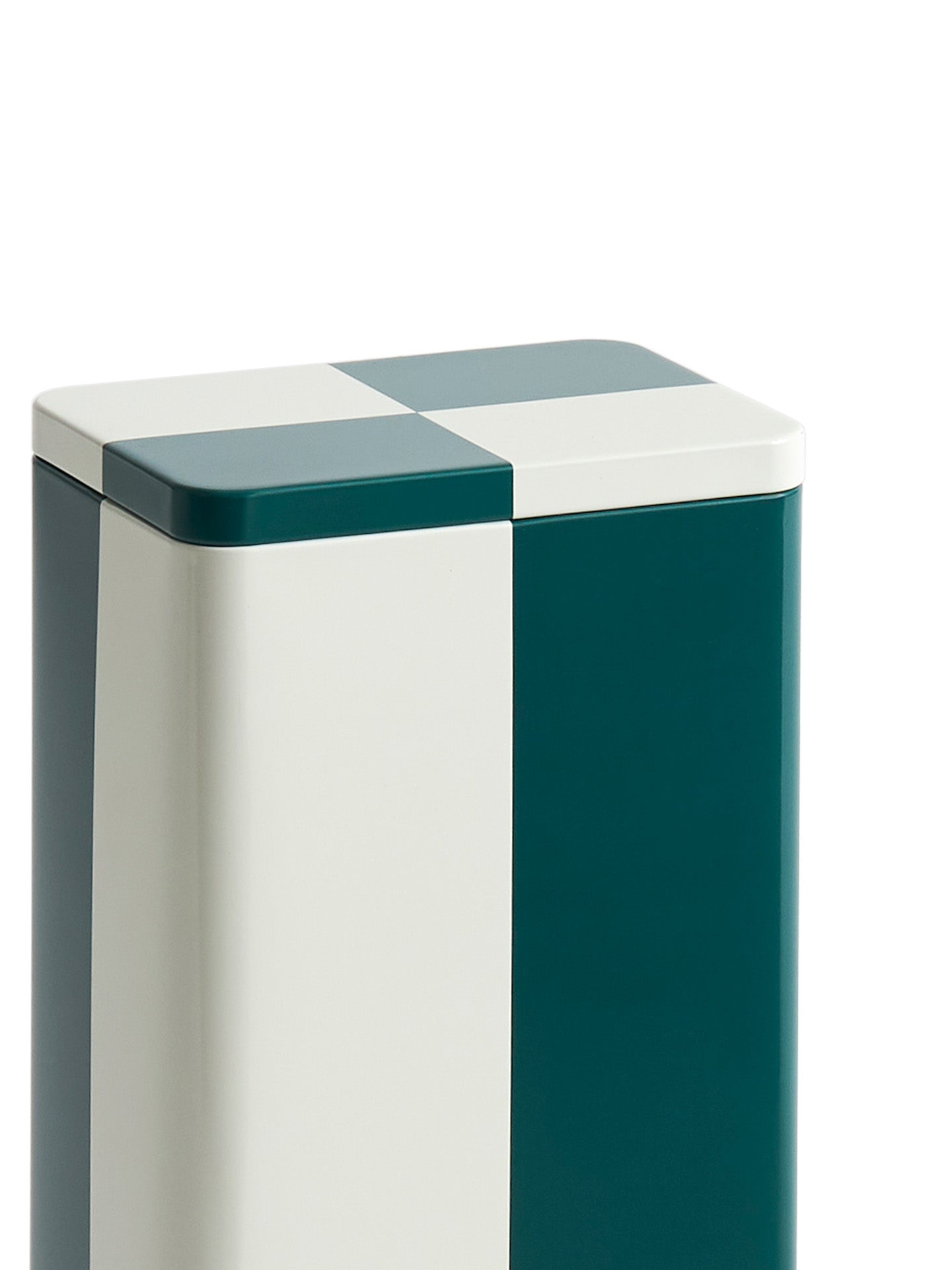 Tin slim container, Green/off-white