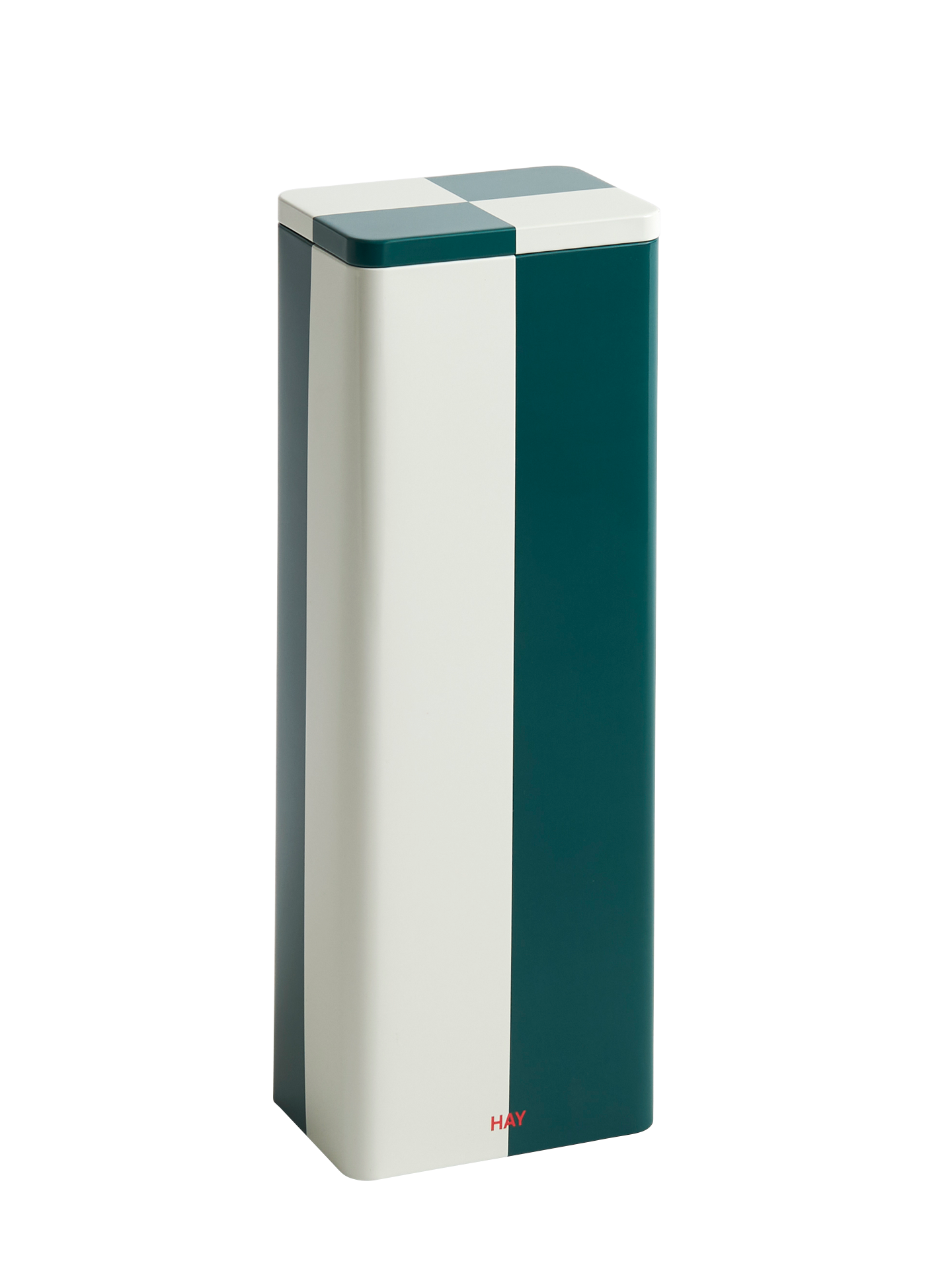 Tin slim container, Green/off-white