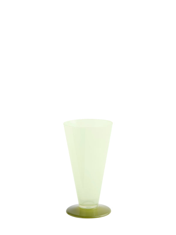 Green glass vase on a white background