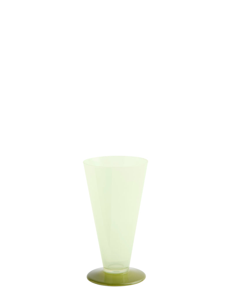 Green glass vase on a white background