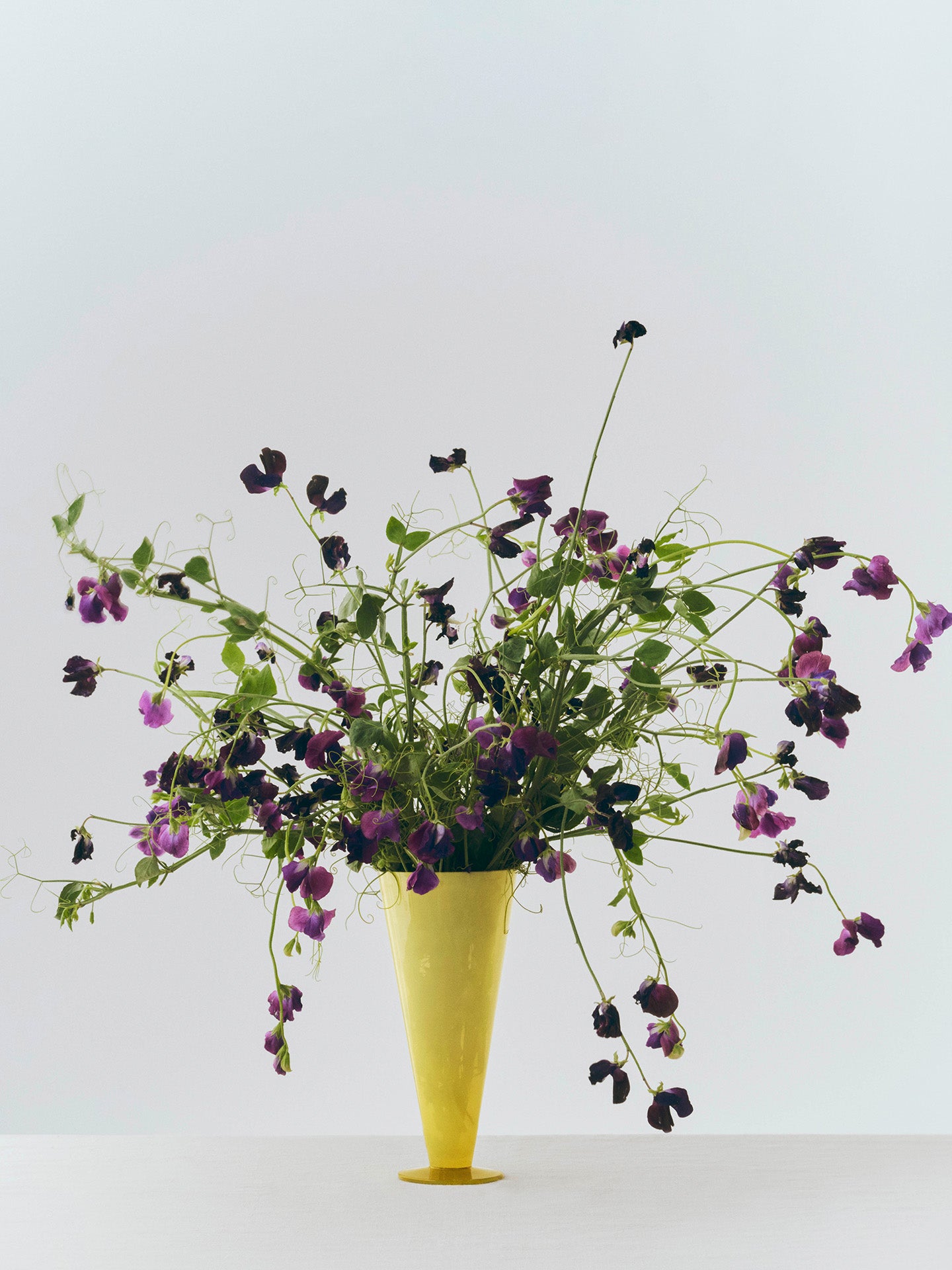Large conical glass vase, yellow
