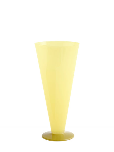 Large conical glass vase, yellow (26cm)