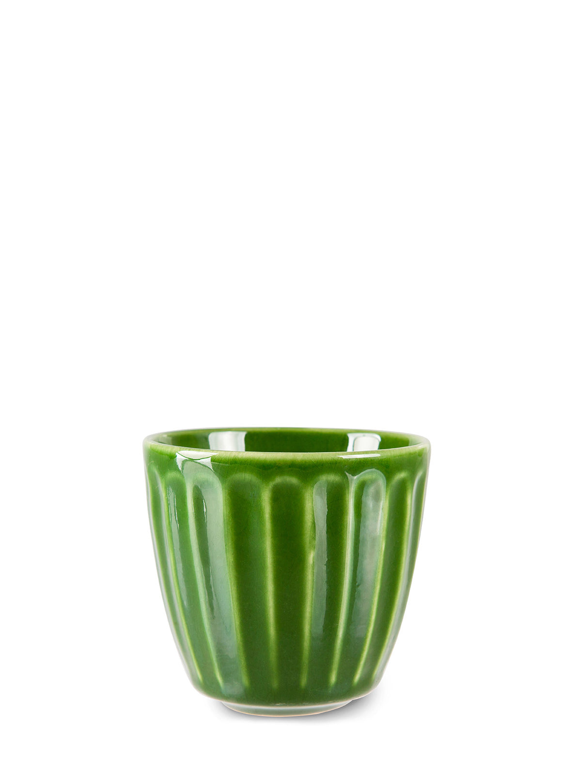 Ceramic mug ribbed, emerald green