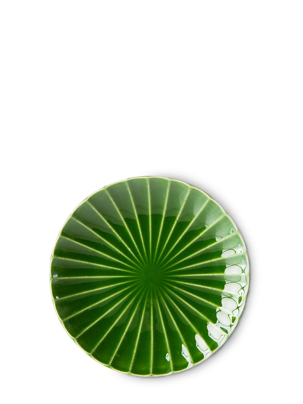 Ceramic side plate ribbed, green (21,6cm)