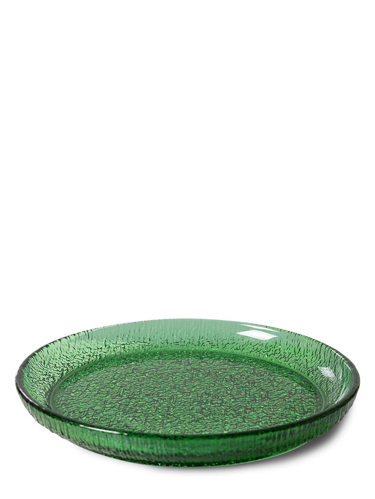 Glass side plate, green (21cm)