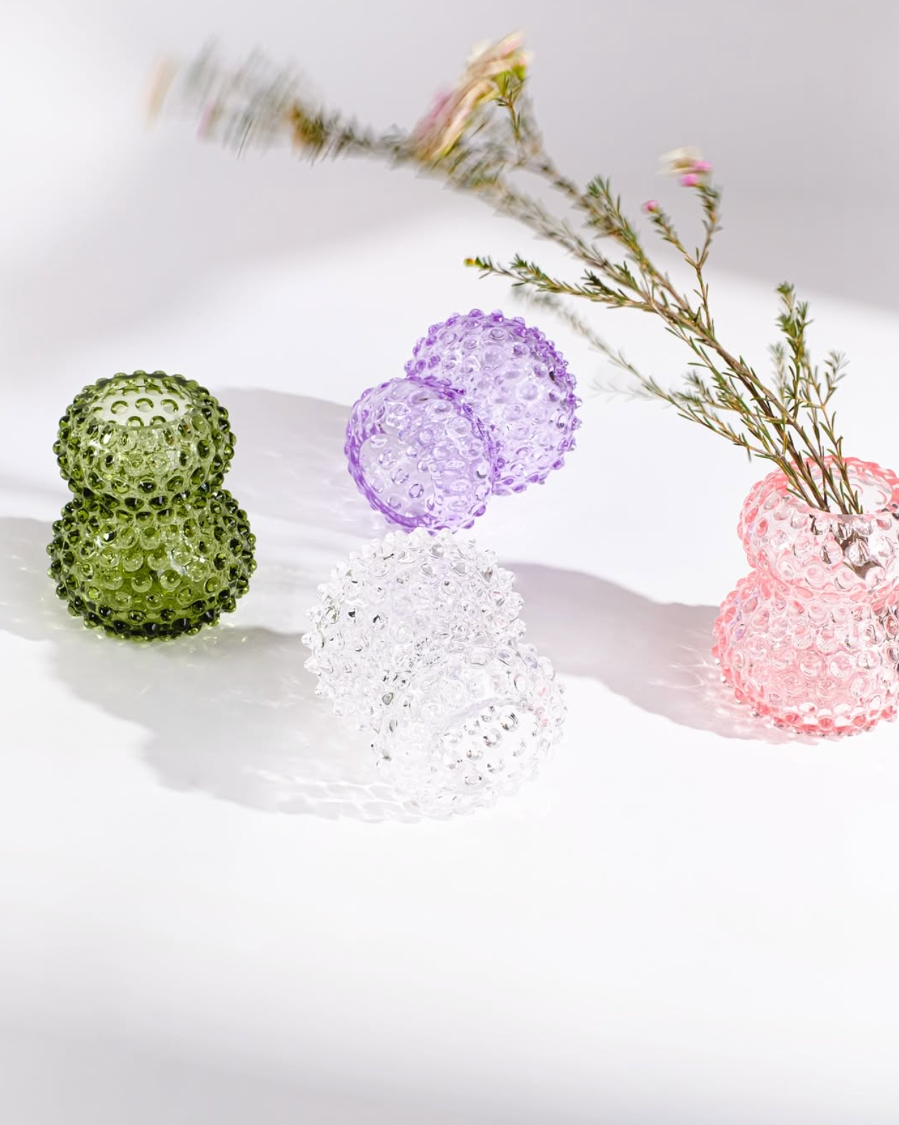 Birdie tall hobnail vase, crystal clear (20 cm)