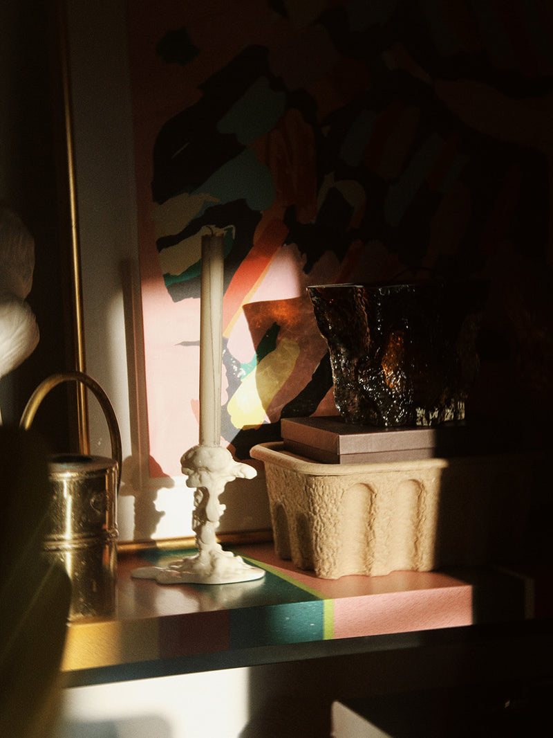 Drip candle holder, cream (S)