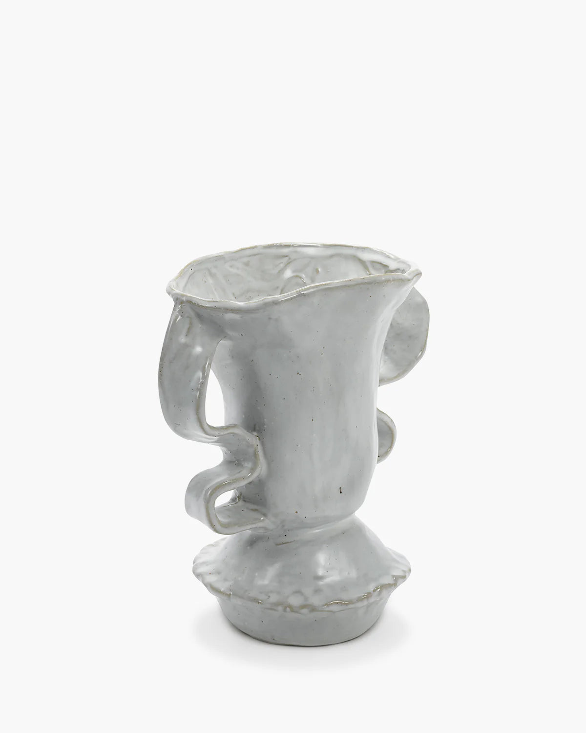 Gray ceramic pitcher on a white background