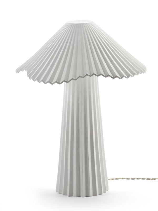 White pleated lamp on a white background