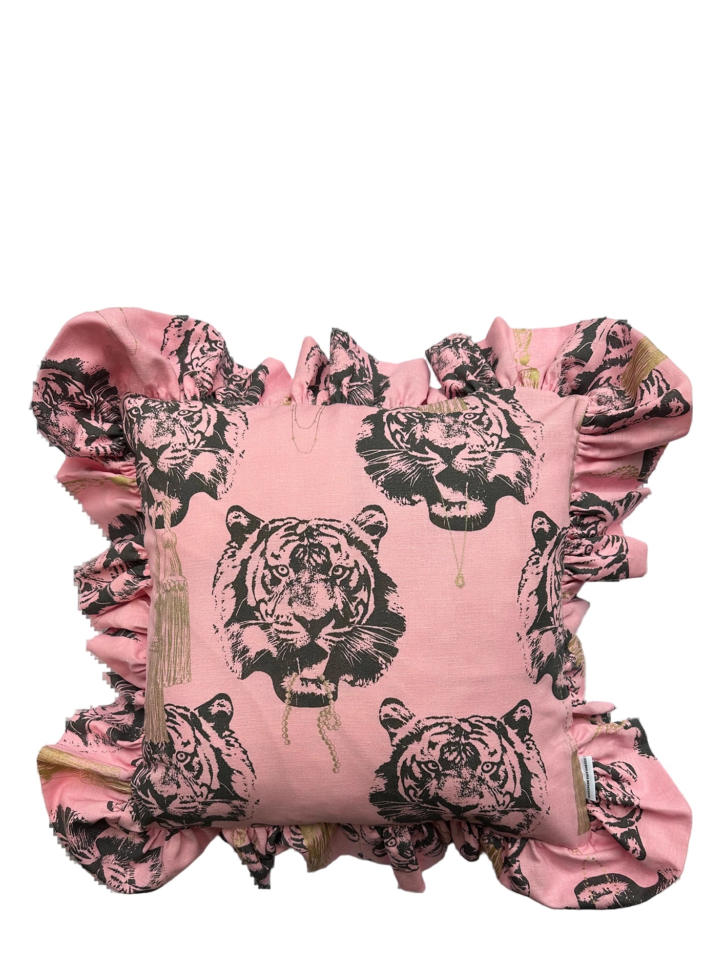 Coco tiger ruffle cushion cover (50x50 cm), pink
