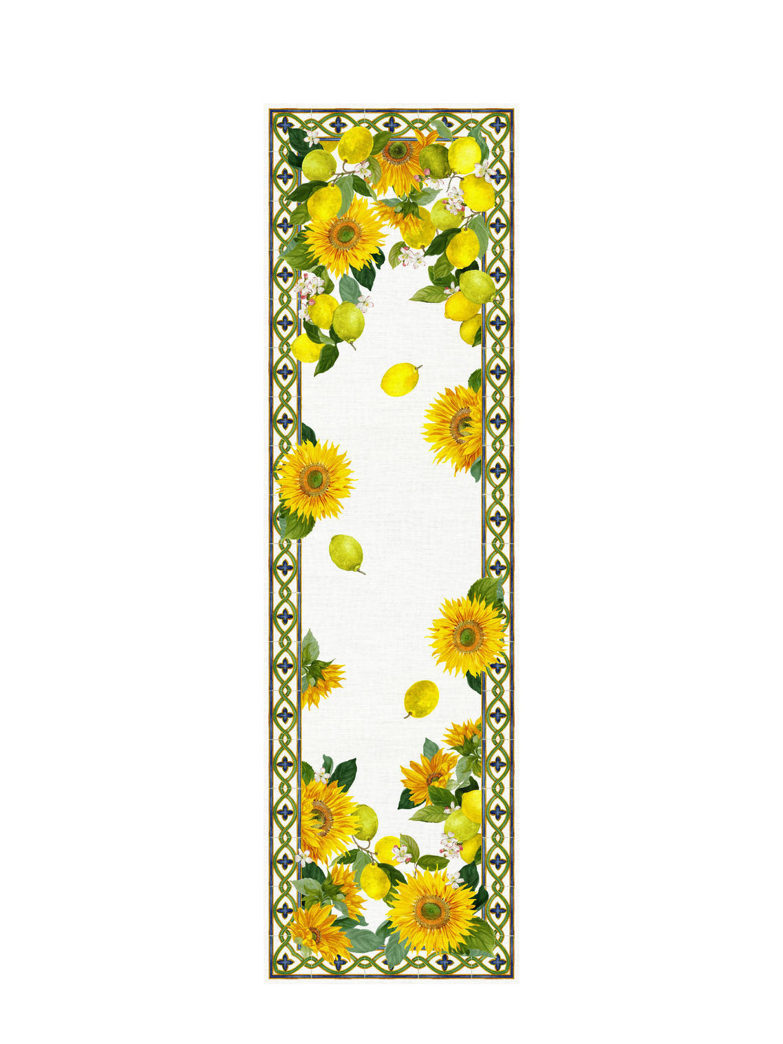 Etruscan garden linen table runner, cream white (50x170cm)