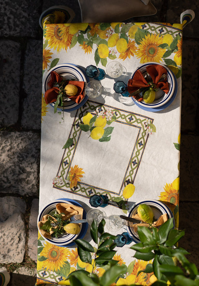 Etruscan garden linen tablecloth, multi (170x270cm)