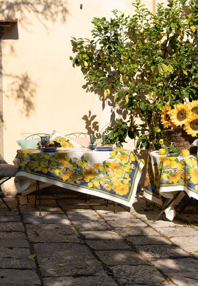 Etruscan garden linen tablecloth, multi (160x230cm)