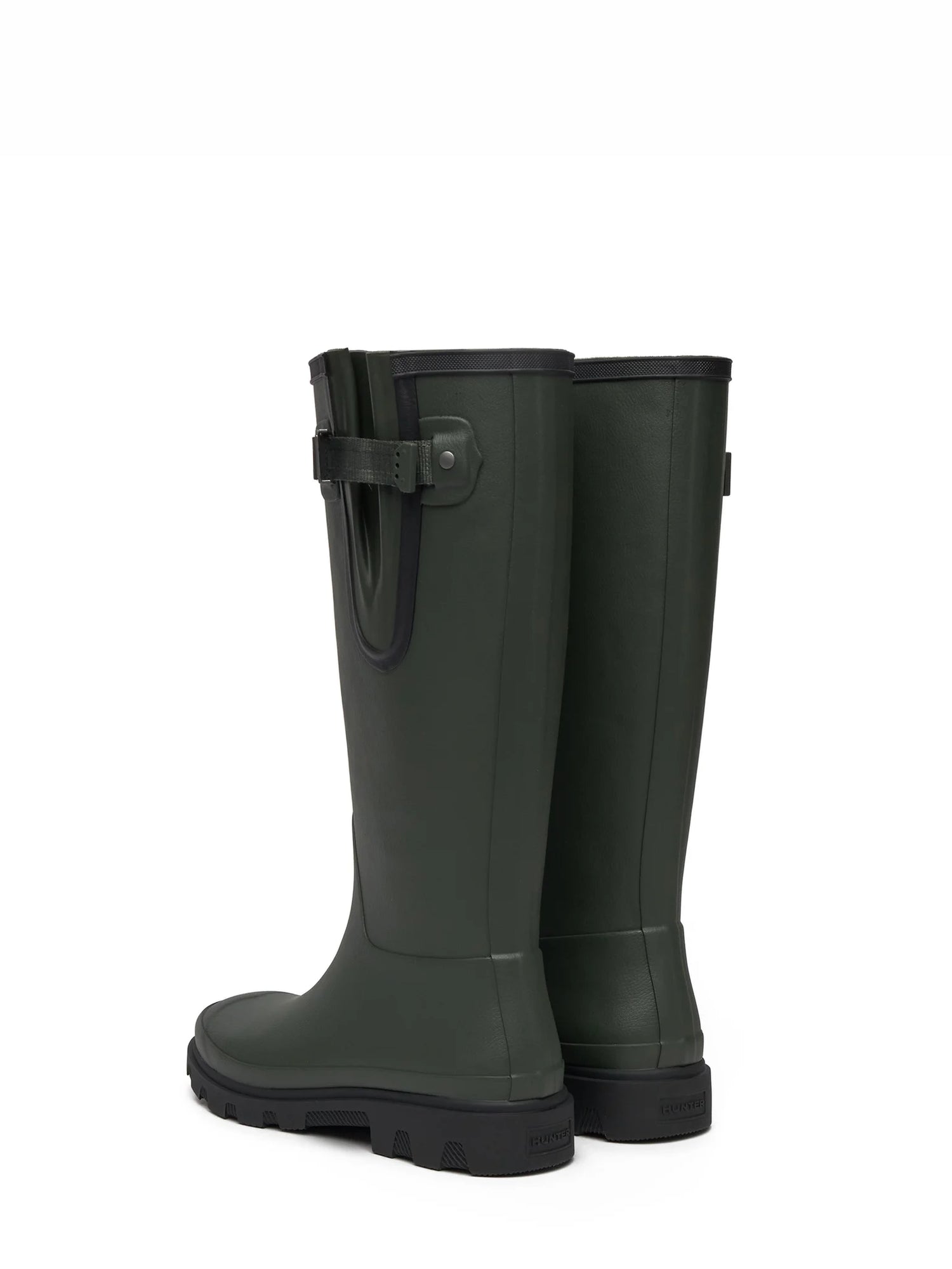 Women's downpour adjustable boot, dark olive with black sole