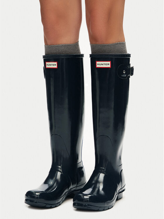 Women's original tall gloss rubber boot, black