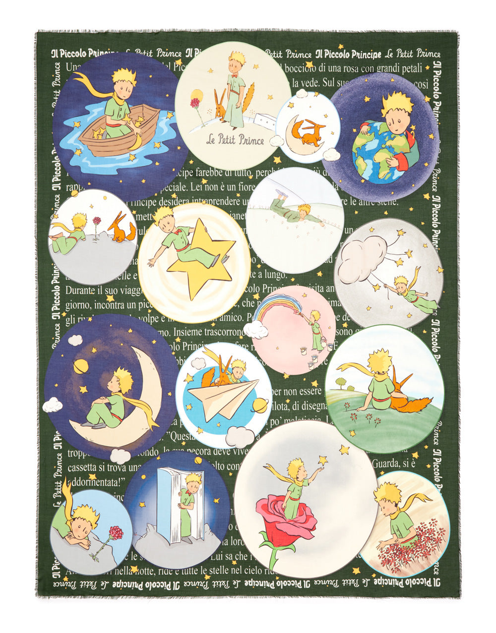 Le Petit Prince printed stole, green multi