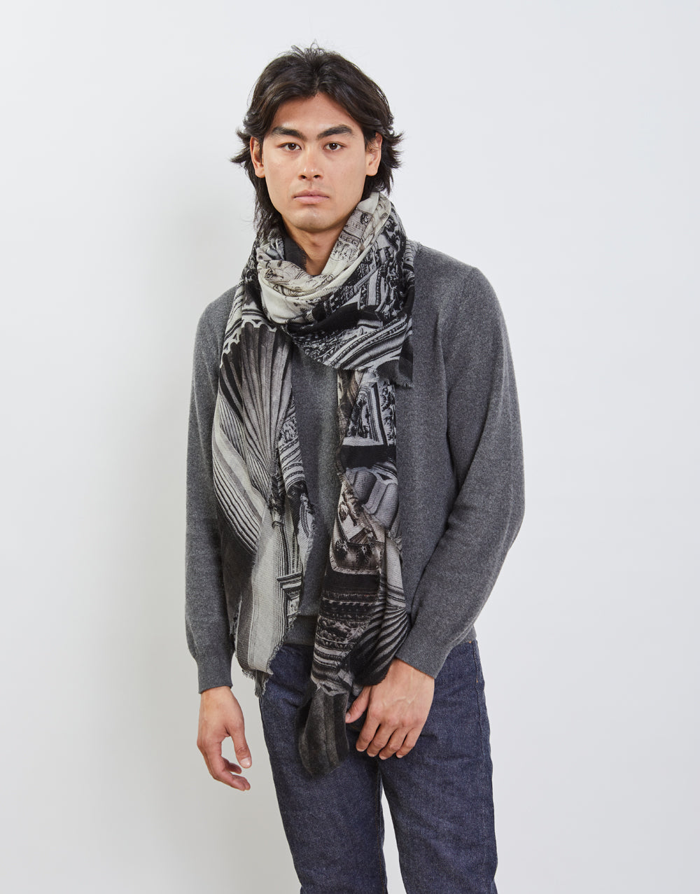 Chiesa S.Maria printed stole, dark grey print